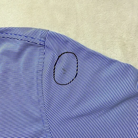 Peter Millar Summer Comfort Mens Medium Striped Polo Blue White Breathable - Picture 5 of 11